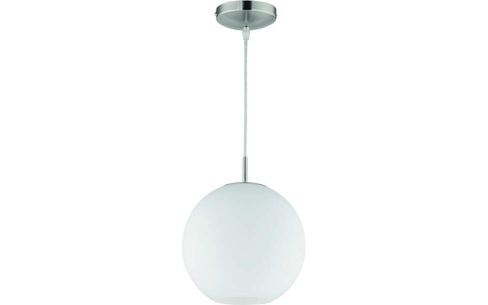 HLW LED LED Pendant Lamp Matte Nickel - Aluminum & White Glass, E27 Fitting, Round Design HLW LED LED Pendant Lamp Matte Nickel - Aluminum & White Glass, E27 Fitting, Round Design