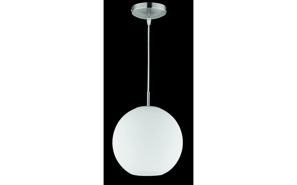 HLW LED LED Pendant Lamp Matte Nickel - Aluminum & White Glass, E27 Fitting, Round Design HLW LED LED Pendant Lamp Matte Nickel - Aluminum & White Glass, E27 Fitting, Round Design