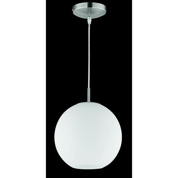 HLW LED LED Hanglamp Mat Nikkel - Aluminium & Wit Glas, E27 Fitting, Rond Design HLW LED LED Hanglamp Mat Nikkel - Aluminium & Wit Glas, E27 Fitting, Rond Design