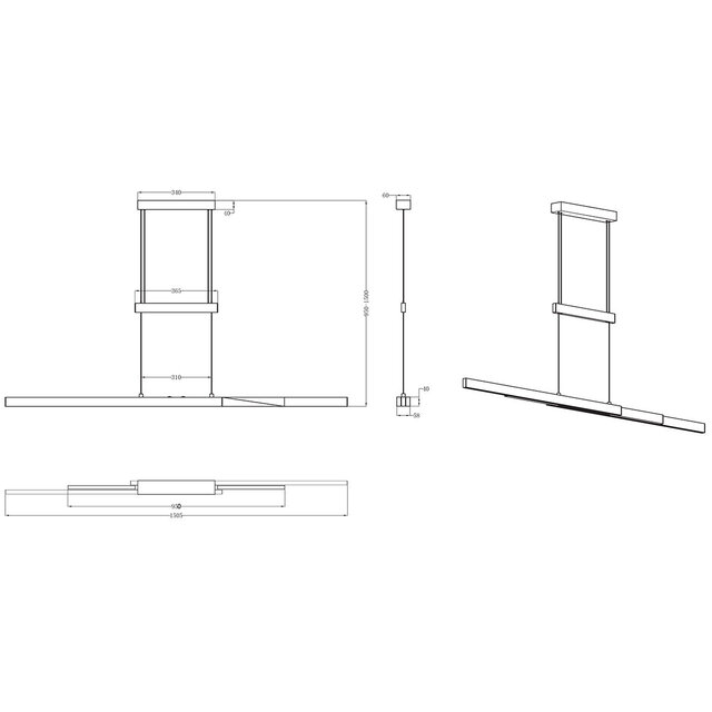HLW LED Zwarte LED Hanglamp 54W - Trion Trojan Up & Down met Aanpasbare Kleur