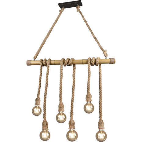 LED Hanglamp Hout Trion Wolmi - Mat Bruin, 6x E27 Fitting, Robuust & Energiezuinig LED Hanglamp Hout Trion Wolmi - Mat Bruin, 6x E27 Fitting, Robuust & Energiezuinig