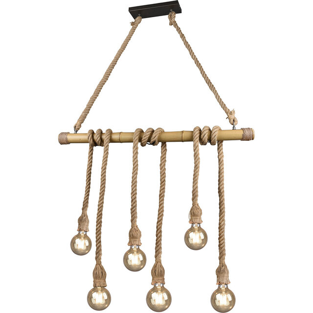 LED Hanglamp Hout Trion Wolmi - Mat Bruin, 6x E27 Fitting Verlichting per ruimte