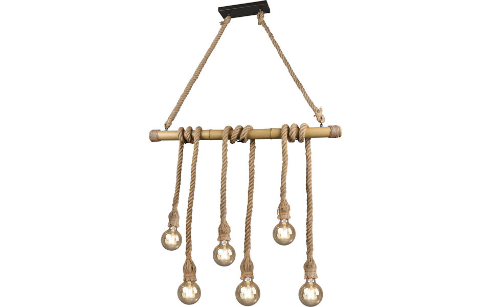 HLW LED LED Hanglamp Hout Trion Wolmi - Mat Bruin, 6x E27 Fitting, Robuust & Energiezuinig