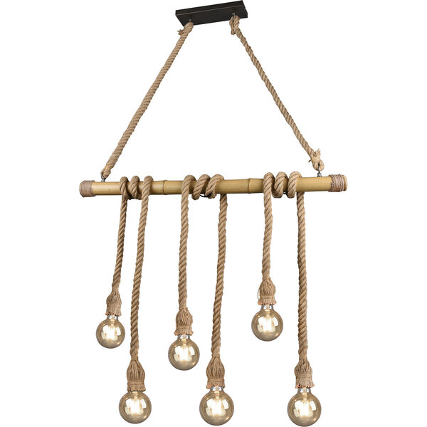 HLW LED LED Hanglamp Hout Trion Wolmi - Mat Bruin, 6x E27 Fitting, Robuust & Energiezuinig HLW LED LED Hanglamp Hout Trion Wolmi - Mat Bruin, 6x E27 Fitting, Robuust & Energiezuinig