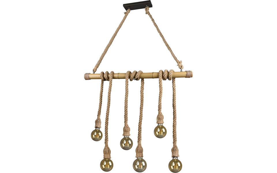 HLW LED LED Pendant Lamp Wood Trion Wolmi - Matte Brown, 6x E27 Fitting, Robust & Energy Efficient