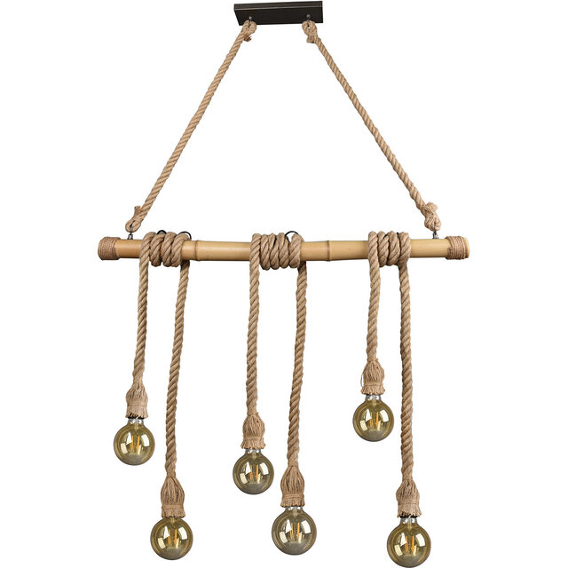 HLW LED LED Pendant Lamp Wood Trion Wolmi - Matte Brown, 6x E27 Fitting, Robust & Energy Efficient