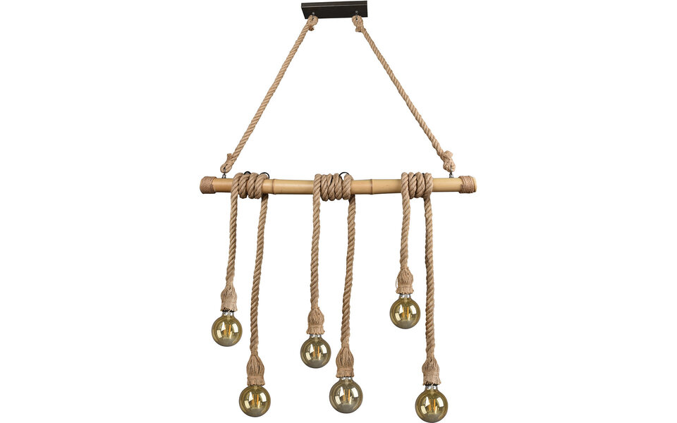 HLW LED LED Pendant Lamp Wood Trion Wolmi - Matte Brown, 6x E27 Fitting, Robust & Energy Efficient