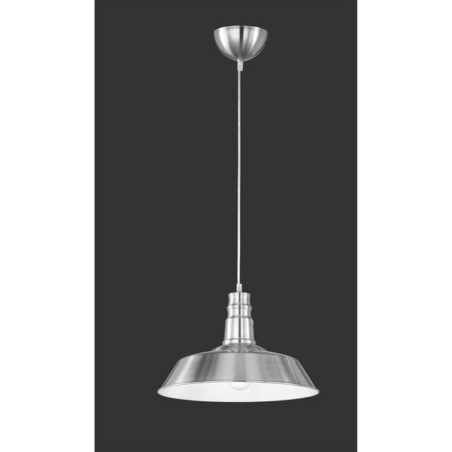 moderne LED hanglamp in mat nikkel aluminium met E27 fitting en 60W vermogen