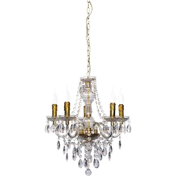 HLW LED LED Kroonluchter Trion Lucy - Gouden LED Hanglamp met 5 E14 lichtpunten HLW LED LED Kroonluchter Trion Lucy - Gouden LED Hanglamp met 5 E14 lichtpunten