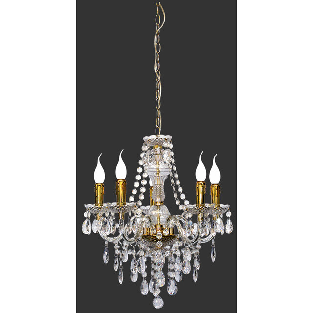 gouden moderne LED kroonluchter met 5 lichtpunten en E14 fittingen, 40W vermogen gouden moderne LED kroonluchter met 5 lichtpunten en E14 fittingen, 40W vermogen