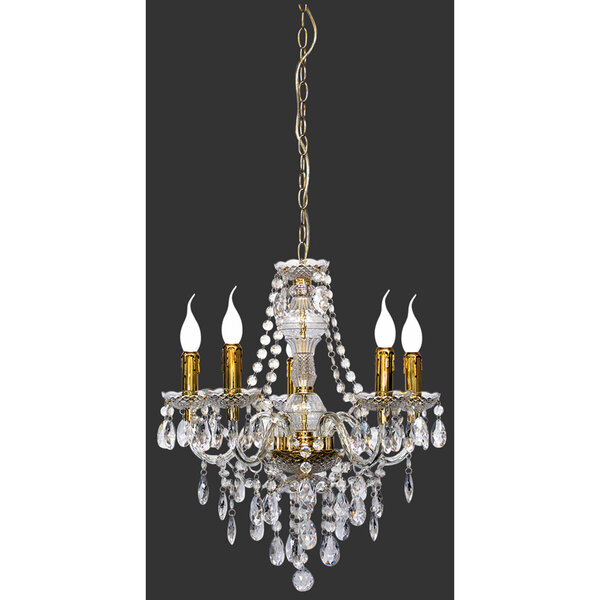 HLW LED LED Kroonluchter Trion Lucy - Gouden LED Hanglamp met 5 E14 lichtpunten HLW LED LED Kroonluchter Trion Lucy - Gouden LED Hanglamp met 5 E14 lichtpunten