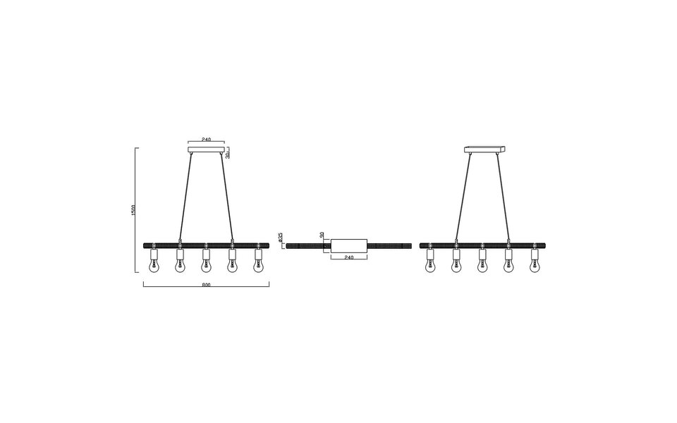 HLW LED Black LED Pendant Lamp Trion Ranin - Rectangular, Matte Black & 5 Light Points HLW LED Black LED Pendant Lamp Trion Ranin - Rectangular, Matte Black & 5 Light Points