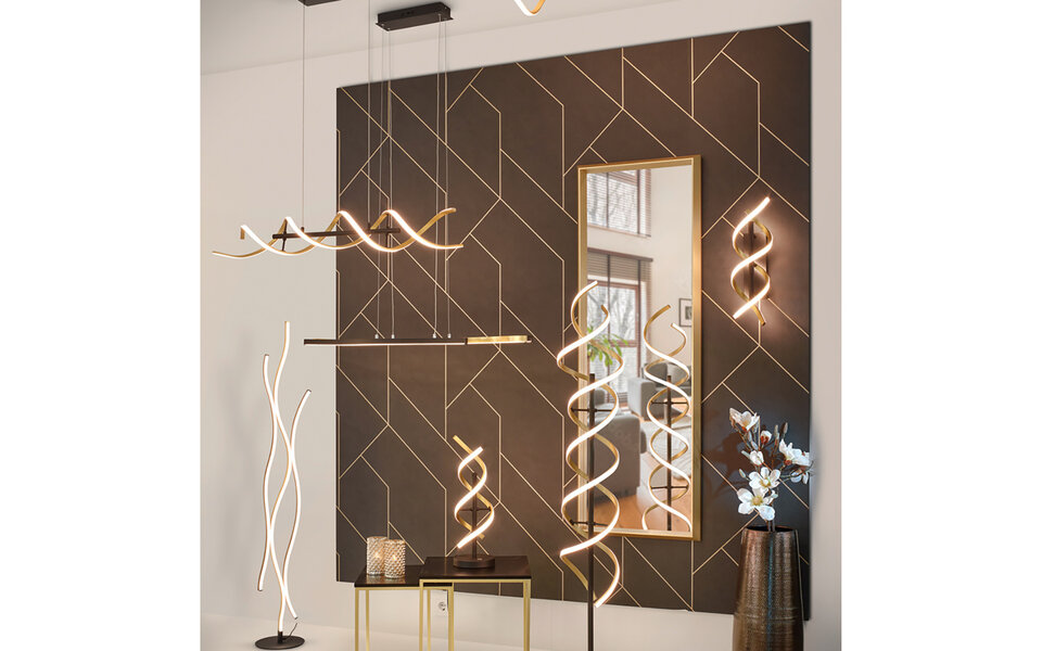 HLW LED Dimmable Gold LED Pendant Lamp 35W - Metal LED Lamp Trion Laz with Adjustable Color