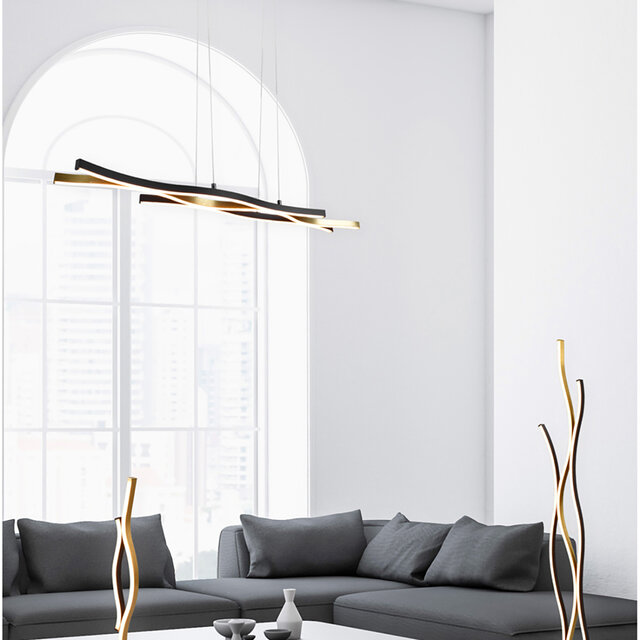 HLW LED Dimmable Gold LED Pendant Lamp 35W - Metal LED Lamp Trion Laz with Adjustable Color