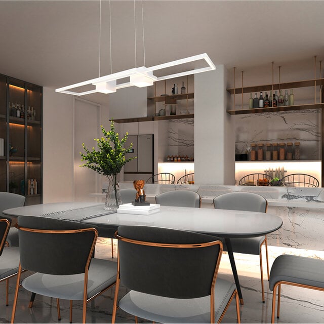 Dimbare moderne LED hanglamp van mat wit aluminium met 37 watt vermogen en strakke ronde vorm