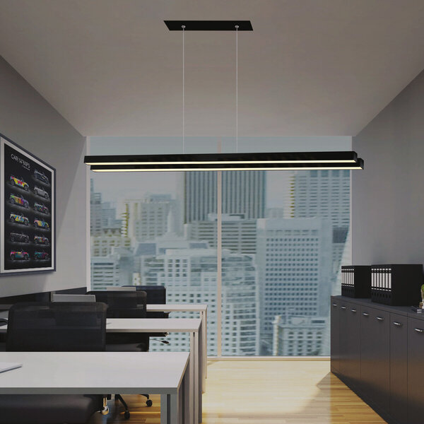 HLW LED Stijlvolle LED Hanglamp 35W met Neutraal Wit Licht - Zwart & Wit Aluminium HLW LED Stijlvolle LED Hanglamp 35W met Neutraal Wit Licht - Zwart & Wit Aluminium