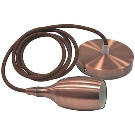 Industriële LED Hanglamp Woby - Ronde Mat Koper Aluminium, E27 fitting Industriële LED Hanglamp Woby - Ronde Mat Koper Aluminium, E27 fitting