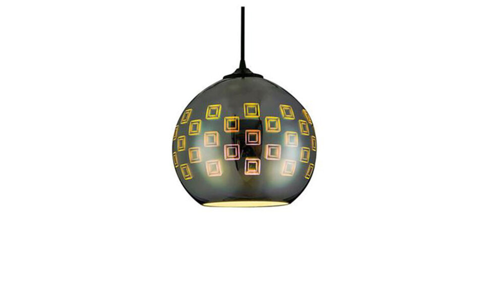 HLW LED LED Hanglamp met Glas 3D Rond - Spectra Chroom - E27 Fitting, Verstelbare Hoogte