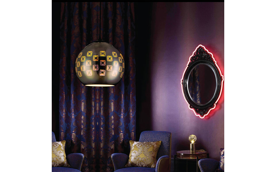 HLW LED LED Hanglamp met Glas 3D Rond - Spectra Chroom - E27 Fitting, Verstelbare Hoogte