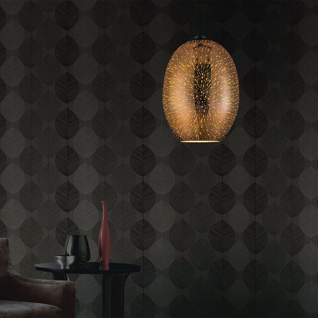 moderne koperen LED hanglamp met ovaal glas en E27 fitting, 60W vermogen