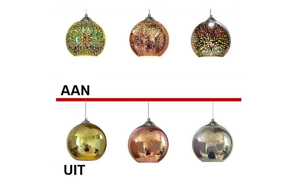 HLW LED LED Hanglamp met Glas 3D Effect - Ovaal Koper Quanta, Geschikt voor LED lamp E27