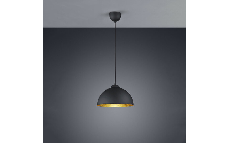 HLW LED Black LED Pendant Lamp Trion Jin - Round, Matte Black, E27 Fitting, Aluminum