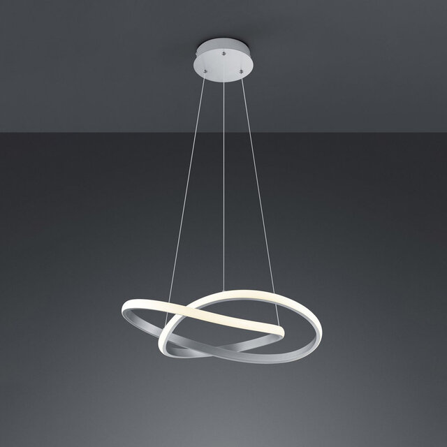 Ronde dimbare LED hanglamp 27,5W in mat nikkel met warm wit licht en modern design