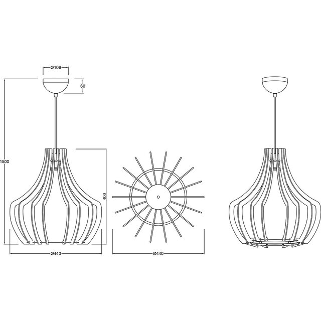 ronde LED hanglamp van mat lichtbruin hout met E27 fitting en modern design, 60W vermogen ronde LED hanglamp van mat lichtbruin hout met E27 fitting en modern design, 60W vermogen