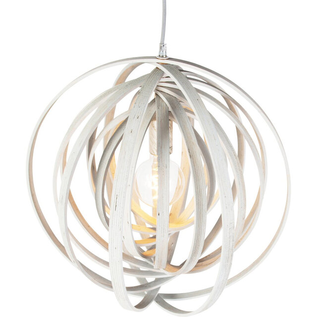 HLW LED LED Pendant Lamp Wood - Trion Bola Round Design with E27 Fitting and Matte Light Brown