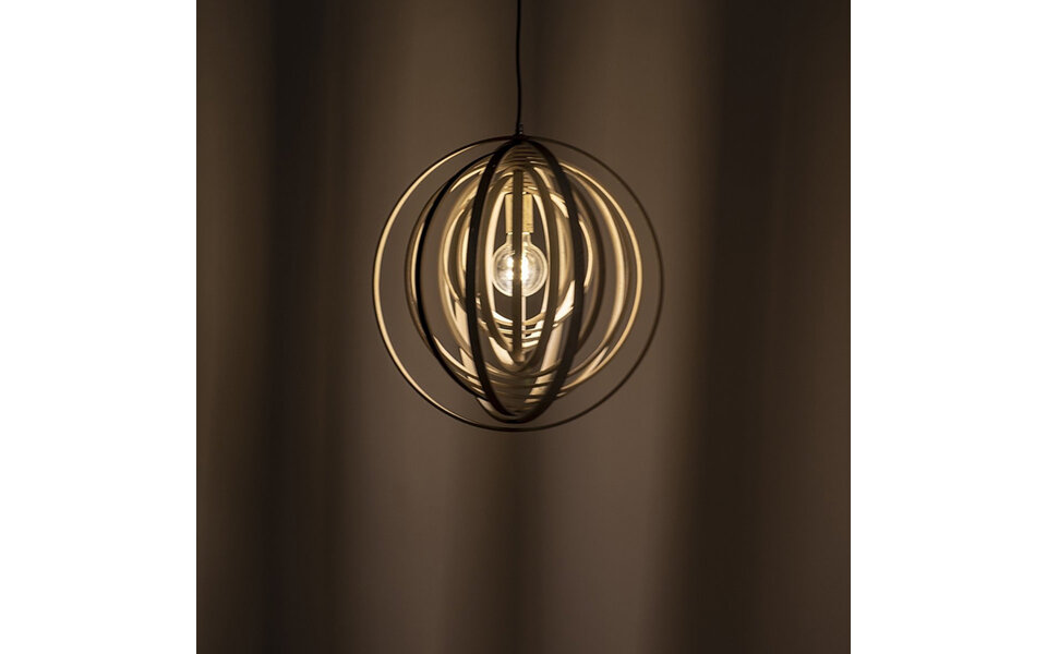 HLW LED LED Pendant Lamp Wood - Trion Bola Round Design with E27 Fitting and Matte Light Brown