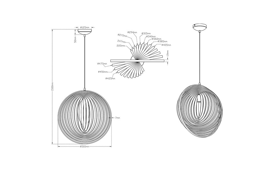 HLW LED LED Pendant Lamp Wood - Trion Bola Round Design with E27 Fitting and Matte Light Brown