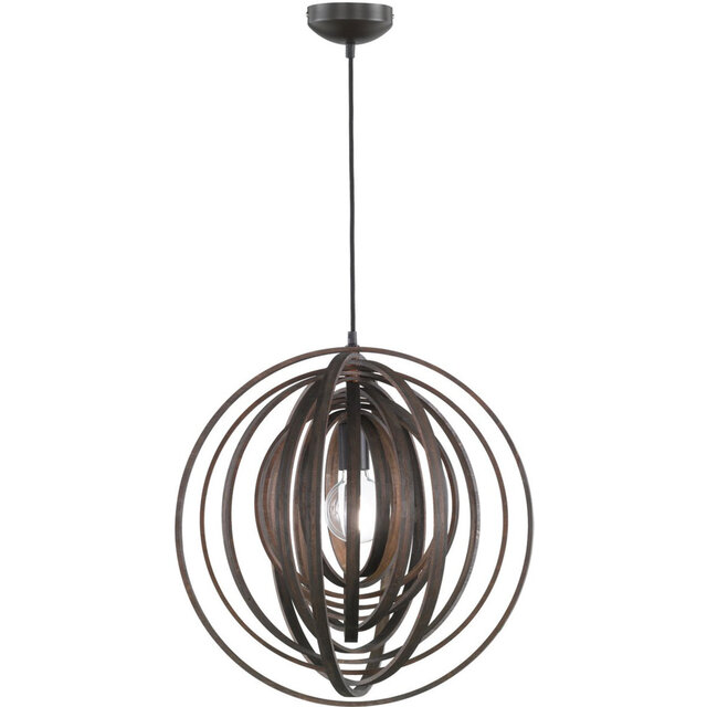 LED Hanglamp Hout Trion Bola - Rond Mat Donkerbruin Verlichting per ruimte