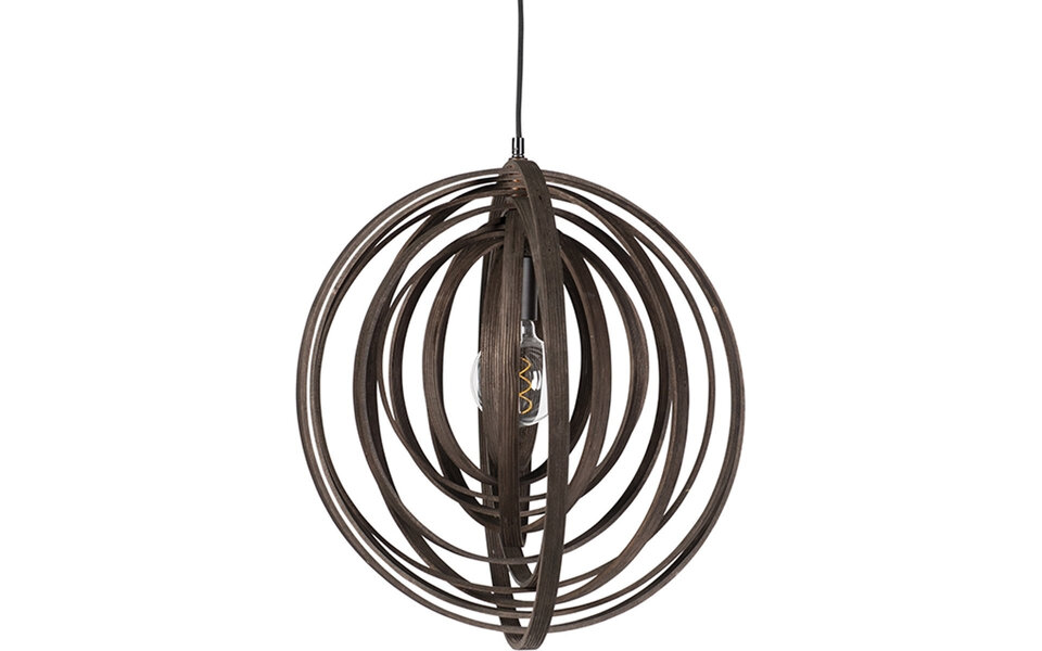 HLW LED LED Hanglamp Hout Trion Bola - E27 Fitting, Rond en Mat Donkerbruin