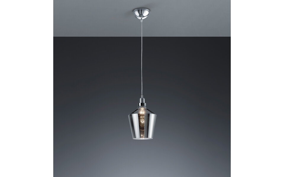 HLW LED LED Pendant Lamp with Glass Trion Colia - Round Smoked Glass & Gloss Chrome