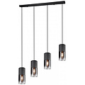 Black LED Pendant Lamp with Glass - Trion Roba 4-light Rectangular, E27 fitting Black LED Pendant Lamp with Glass - Trion Roba 4-light Rectangular, E27 fitting