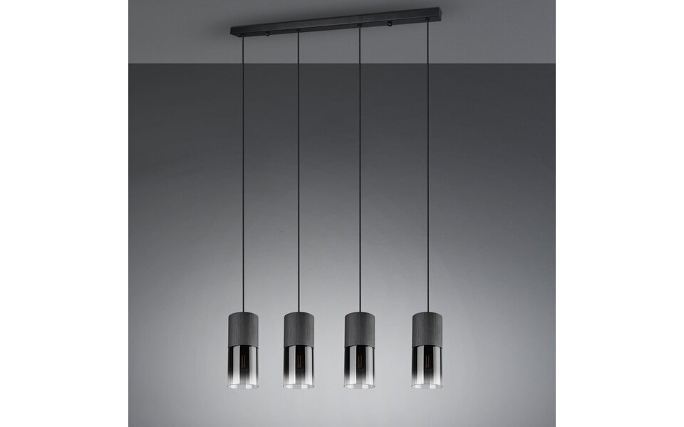 HLW LED Black LED Pendant Lamp with Glass - Trion Roba 4-light Rectangular, E27 fitting HLW LED Black LED Pendant Lamp with Glass - Trion Roba 4-light Rectangular, E27 fitting