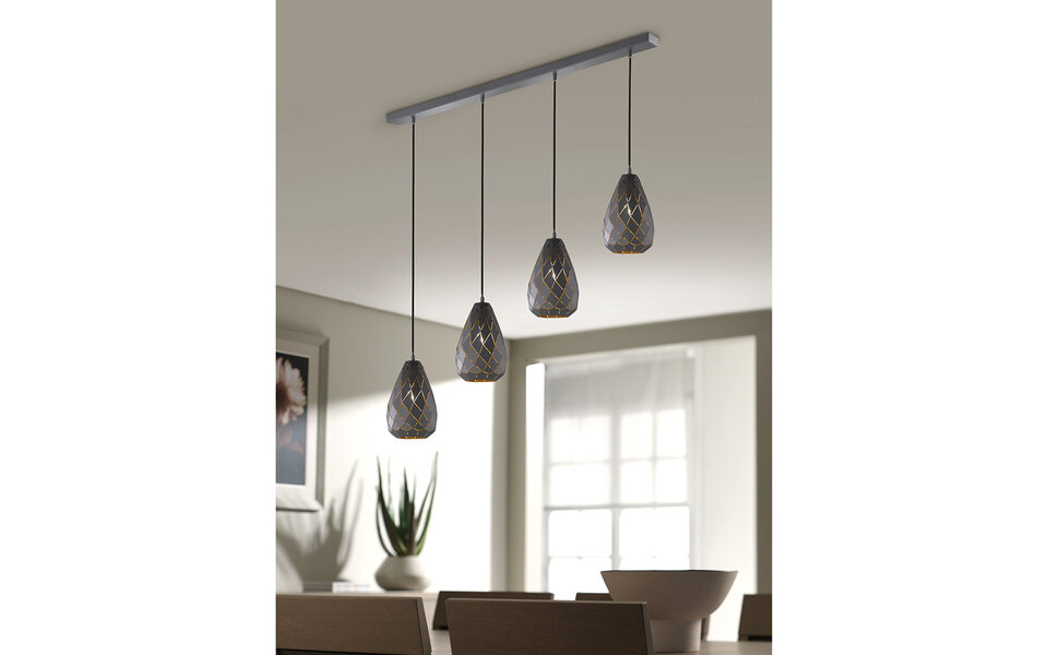 HLW LED LED Pendant Lamp Trion Uno - 4-light Round Matte Anthracite Aluminum, E27 Fitting HLW LED LED Pendant Lamp Trion Uno - 4-light Round Matte Anthracite Aluminum, E27 Fitting