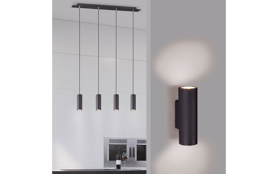 HLW LED LED Hanglamp Trion Mary - Mat Zwart Aluminium, 4-lichts met GU10 HLW LED LED Hanglamp Trion Mary - Mat Zwart Aluminium, 4-lichts met GU10