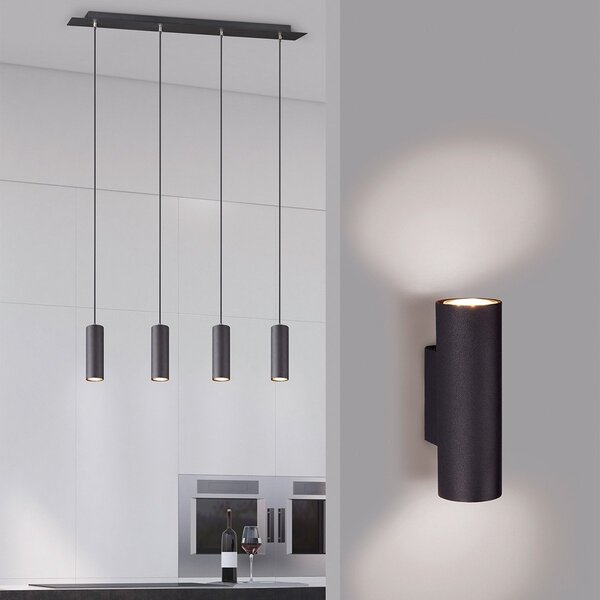 HLW LED LED Hanglamp Trion Mary - Mat Zwart Aluminium, 4-lichts met GU10 HLW LED LED Hanglamp Trion Mary - Mat Zwart Aluminium, 4-lichts met GU10