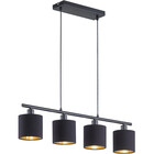 HLW LED LED Hanglamp Trion Torry - Mat Zwarte LED Hanglamp met Aluminium & 4 E14 Fittingen