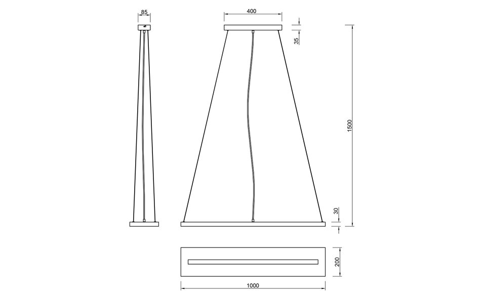 HLW LED Trion Brida Dimmable LED Pendant Lamp 27W - Warm White 3000K - Wood - Rectangular