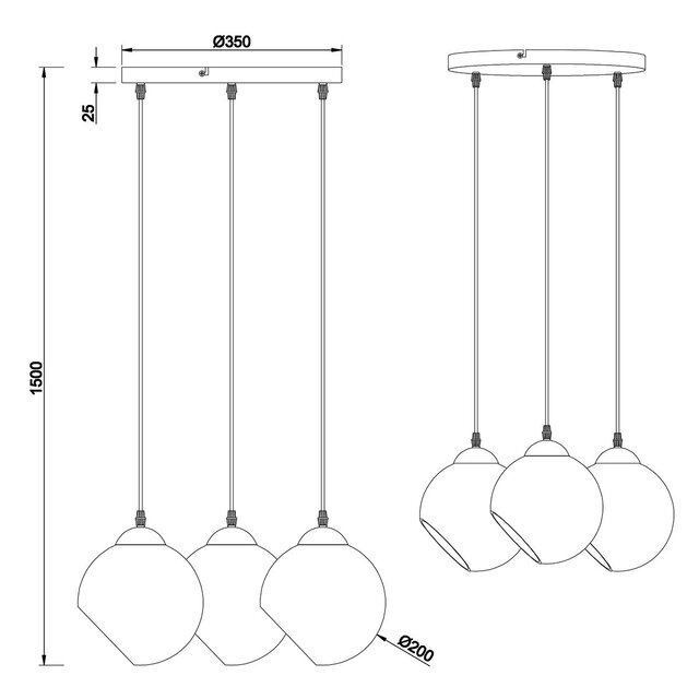 HLW LED LED Hanglamp Trion Klino - 3-lichts, Mat Chroom, Rookkleurig Glas, E27
