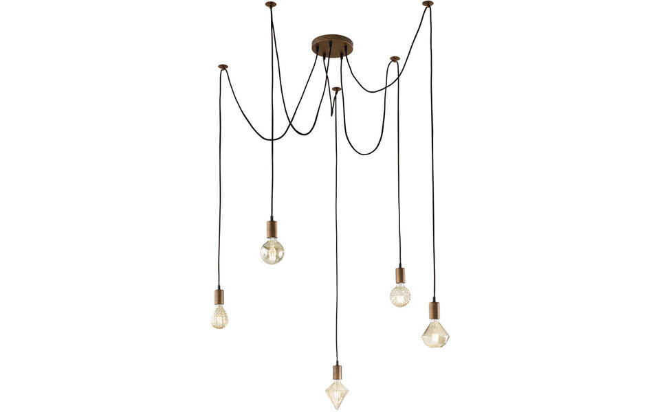 HLW LED LED Pendant Lamp Cardino - 5-light Round Antique Copper with E27 Fittings