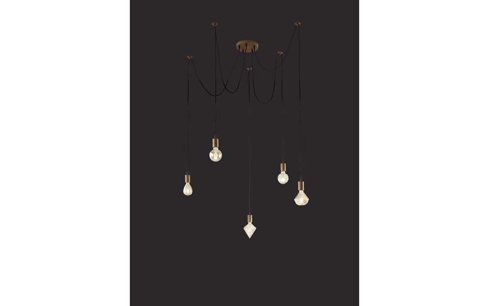 HLW LED LED Pendant Lamp Cardino - 5-light Round Antique Copper with E27 Fittings