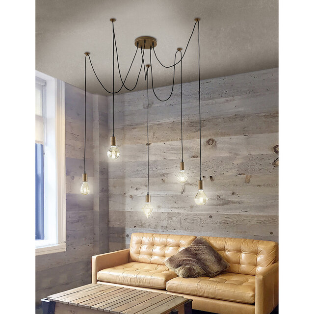 HLW LED LED Pendant Lamp Cardino - 5-light Round Antique Copper with E27 Fittings