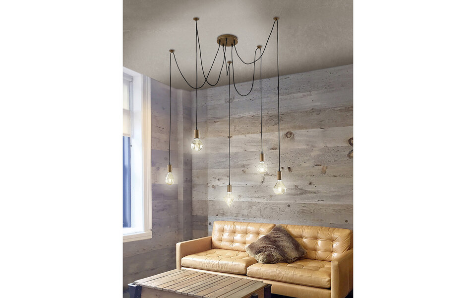 HLW LED LED Pendant Lamp Cardino - 5-light Round Antique Copper with E27 Fittings
