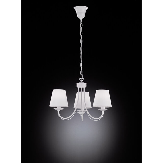 witte moderne LED hanglamp met drie lichtpunten en E14 fitting, 28W vermogen