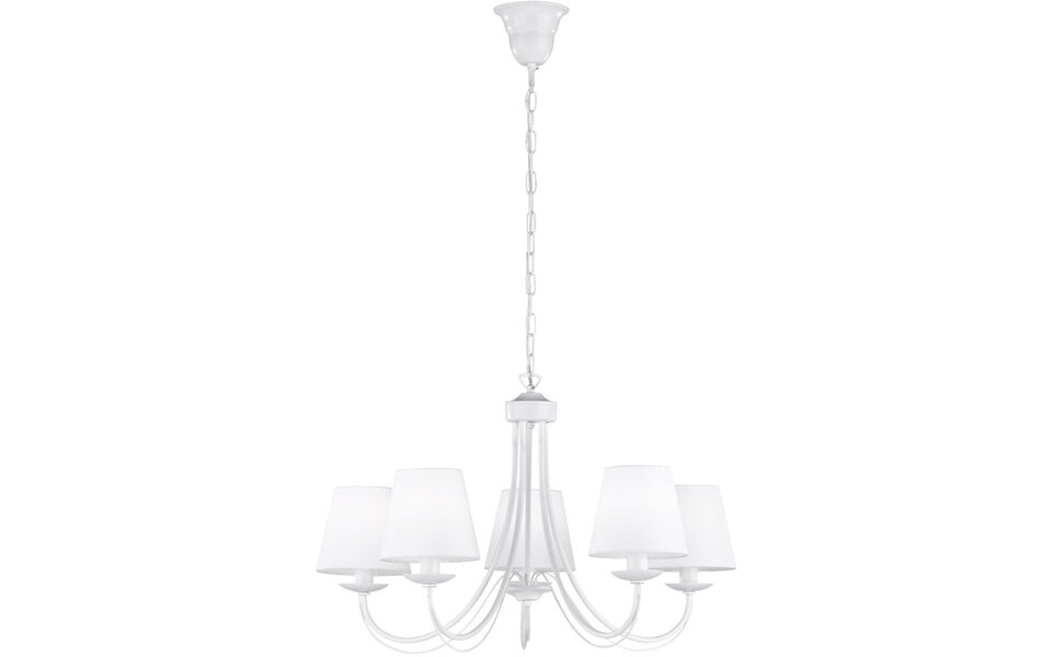 HLW LED LED Pendant Lamp Matt White - 5-Light Round Aluminum LED Lamp with E14 Fitting