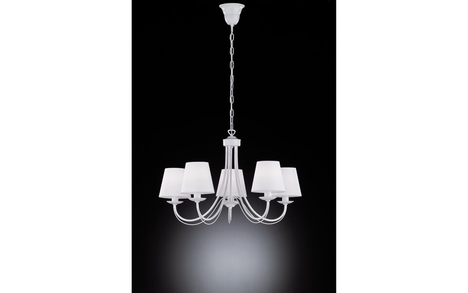 HLW LED LED Pendant Lamp Matt White - 5-Light Round Aluminum LED Lamp with E14 Fitting