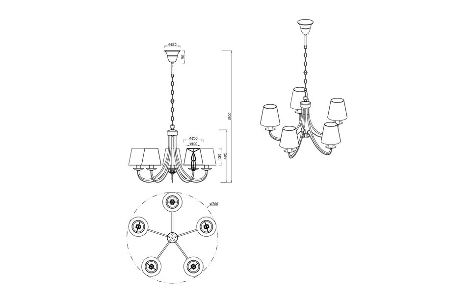 HLW LED LED Hanglamp Mat Wit - 5-Lichts Rond Aluminium LED Lamp met E14 Fitting